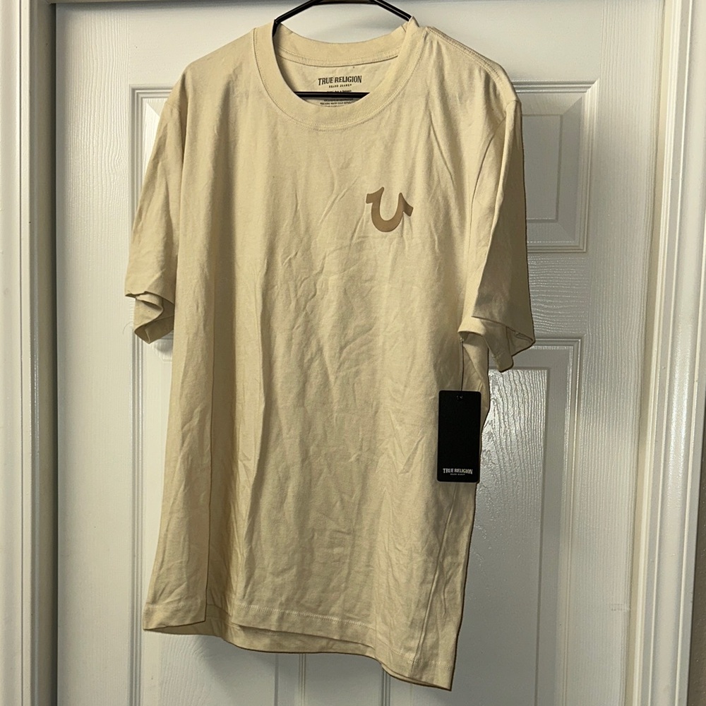 True Religion Men's Beige T-Shirt